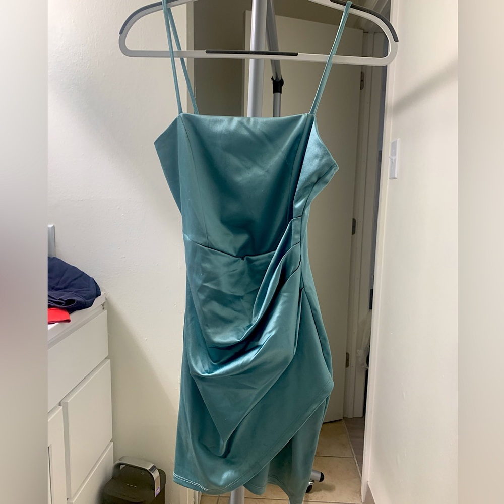 Windsor | Turquoise Silky BodyCon Mini Formal Dress | Size: M